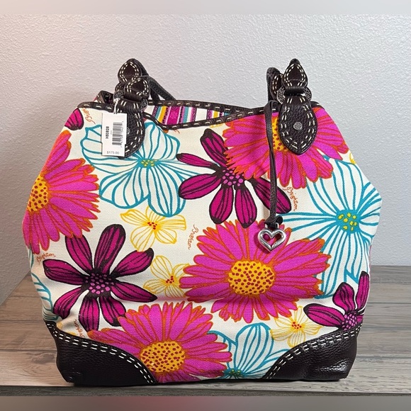 Brighton *NWT* Women’s Large Canvas Hand Bag  Braided Handles/Straps & Dust Bag - Picture 2 of 15